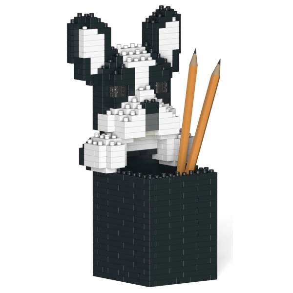 Jekca - French Bulldog Pencil Cup 01S - Lego - Sculpture - Construction - 4D - Brick Animals - Toys