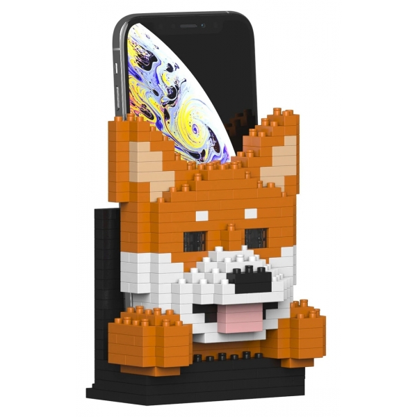 Jekca - Shiba Inu Phone Stand 01S - Lego - Scultura - Costruzione - 4D - Animali di Mattoncini - Toys