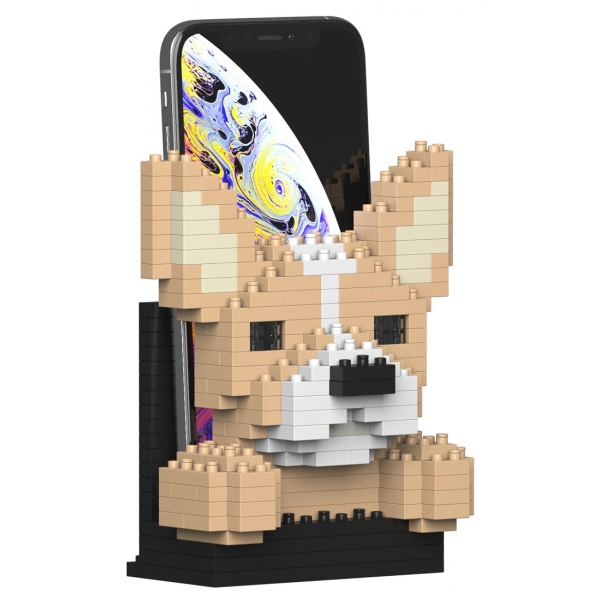 Jekca - Chihuahua Phone Stand 01S - Lego - Sculpture - Construction - 4D - Brick Animals - Toys