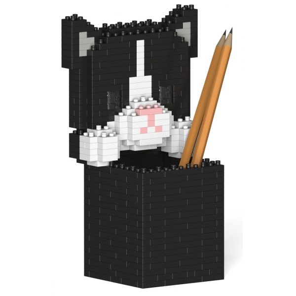 Jekca - Tuxedo Cat Pencil Cup 01S - Lego - Sculpture - Construction - 4D - Brick Animals - Toys