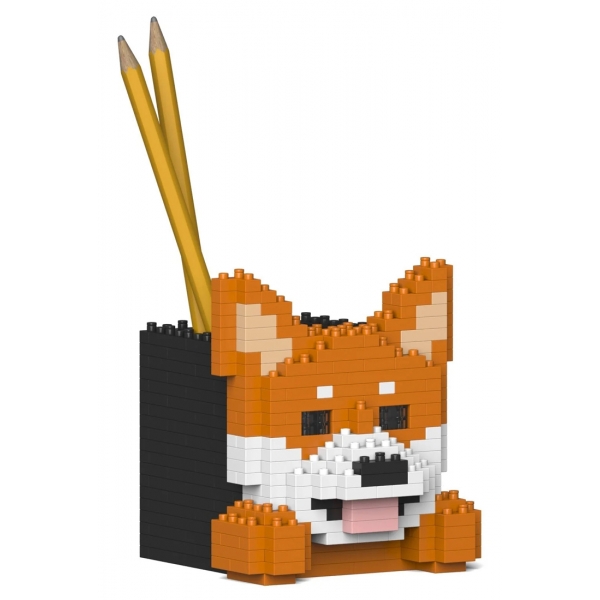 Jekca - Shiba Inu Pencil Cup 01S - Lego - Sculpture - Construction - 4D - Brick Animals - Toys