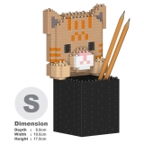 Jekca - Tabby Cat Pencil Cup 01S - Lego - Sculpture - Construction - 4D - Brick Animals - Toys