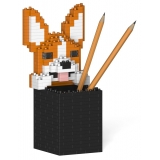 Jekca - Welsh Corgi Pencil Cup 01S - Lego - Sculpture - Construction - 4D - Brick Animals - Toys