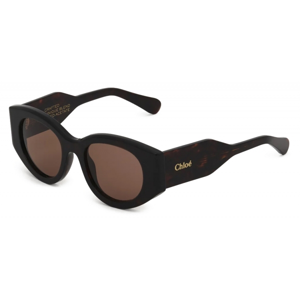 Chloé - Gayia Sunglasses in Acetate - Dark Havana Brown - Chloé Eyewear