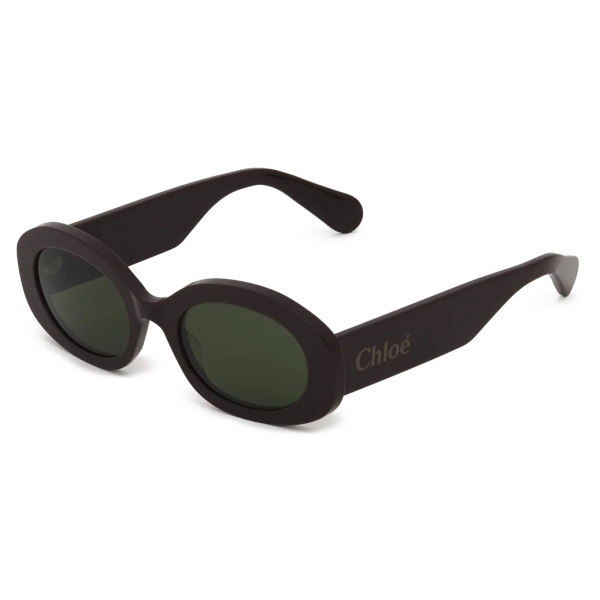 Chloé - Naomy Sunglasses in Acetate - Dark Burgundy Dark Green - Chloé Eyewear