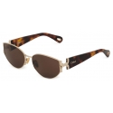 Chloé - Marcie Sunglasses in Metal - Dark Havana Light Brown - Chloé Eyewear