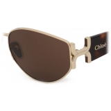 Chloé - Marcie Sunglasses in Metal - Dark Havana Light Brown - Chloé Eyewear