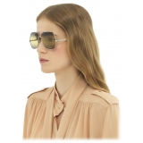 Chloé - Aly Sunglasses in Metal - Glossy Silver Black Yellow Grey - Chloé Eyewear