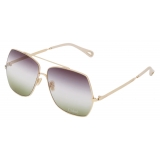 Chloé - Aly Sunglasses in Metal - Gold Gradient Violet Crystal Green - Chloé Eyewear