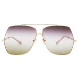 Chloé - Aly Sunglasses in Metal - Gold Gradient Violet Crystal Green - Chloé Eyewear