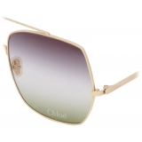 Chloé - Aly Sunglasses in Metal - Gold Gradient Violet Crystal Green - Chloé Eyewear