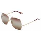 Chloé - Aly Sunglasses in Metal - Gold Gradient Dark Brown Gray Khaki - Chloé Eyewear