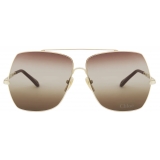 Chloé - Aly Sunglasses in Metal - Gold Gradient Dark Brown Gray Khaki - Chloé Eyewear