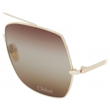 Chloé - Aly Sunglasses in Metal - Gold Gradient Dark Brown Gray Khaki - Chloé Eyewear