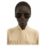 Chloé - Aly Sunglasses in Metal - Gold Gradient Dark Brown Gray Khaki - Chloé Eyewear