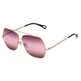 Chloé - Aly Sunglasses in Metal - Shiny Gold Gradient Bordeaux Pink Red - Chloé Eyewear