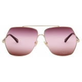 Chloé - Aly Sunglasses in Metal - Shiny Gold Gradient Bordeaux Pink Red - Chloé Eyewear