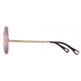 Chloé - Aly Sunglasses in Metal - Shiny Gold Gradient Bordeaux Pink Red - Chloé Eyewear