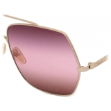 Chloé - Aly Sunglasses in Metal - Shiny Gold Gradient Bordeaux Pink Red - Chloé Eyewear