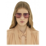 Chloé - Aly Sunglasses in Metal - Shiny Gold Gradient Bordeaux Pink Red - Chloé Eyewear