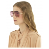 Chloé - Aly Sunglasses in Metal - Shiny Gold Gradient Bordeaux Pink Red - Chloé Eyewear