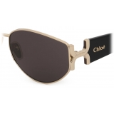 Chloé - Marcie Sunglasses in Metal - Gold Shiny Black Gray - Chloé Eyewear