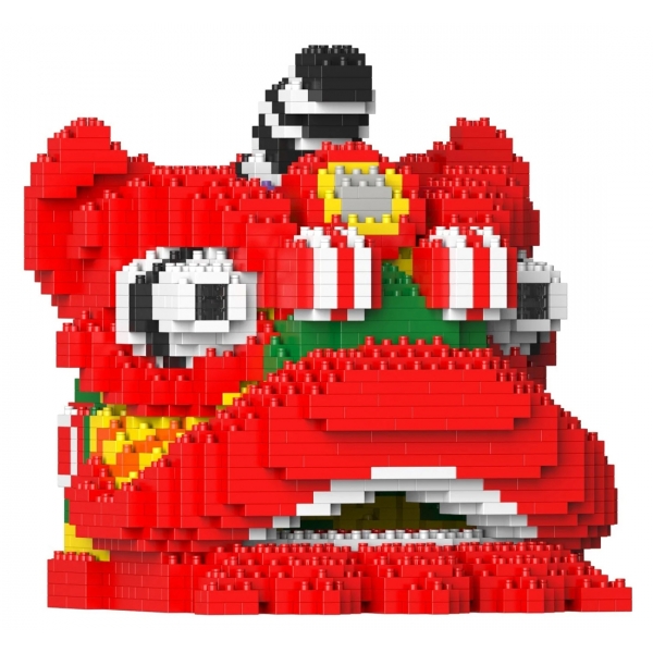 Jekca - Lion Dance Head 01 - Lego - Sculpture - Construction - 4D - Brick Animals - Toys