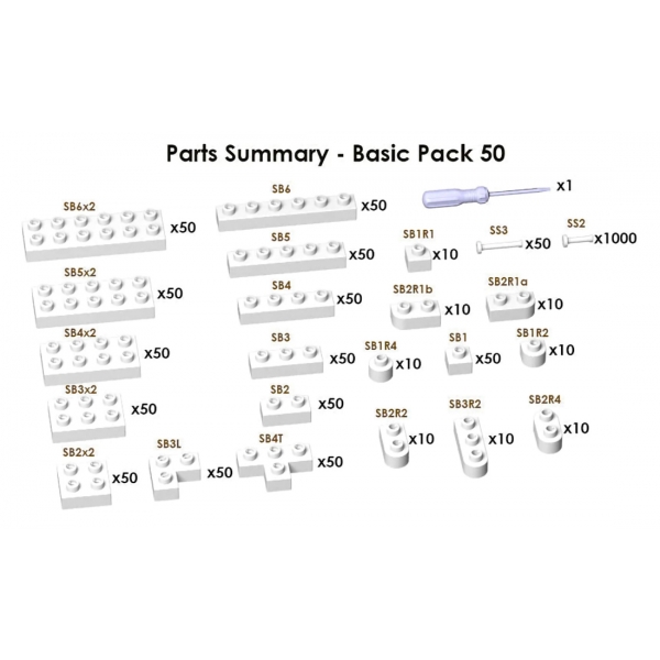 Jekca - Sculptor Basic Pack 50 - White - Lego - Sculpture - Construction - 4D - Brick Animals - Toys