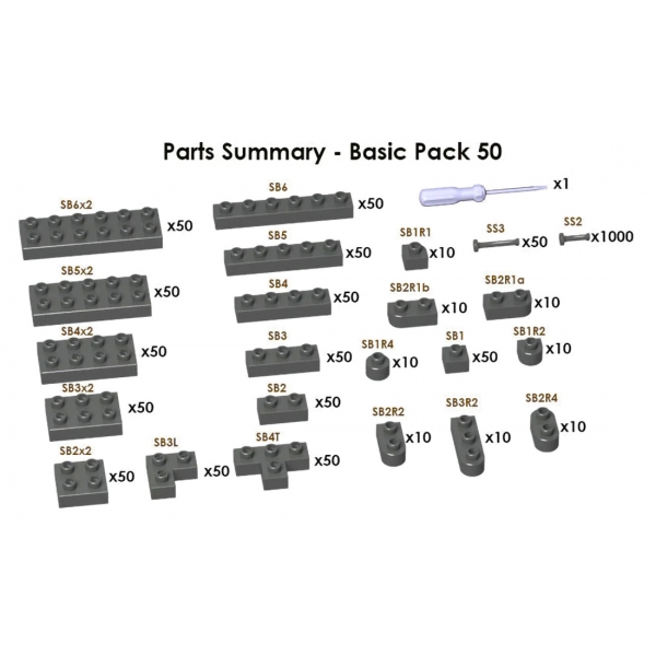 Jekca - Sculptor Basic Pack 50 - Grey 11 - Lego - Sculpture - Construction - 4D - Brick Animals - Toys