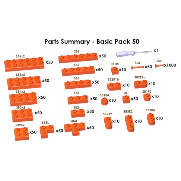 Jekca - Sculptor Basic Pack 50 - Orange 021 - Lego - Sculpture - Construction - 4D - Brick Animals - Toys