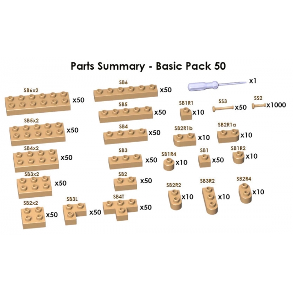 Jekca - Sculptor Basic Pack 50 - Light Brown - Lego - Sculpture - Construction - 4D - Brick Animals - Toys