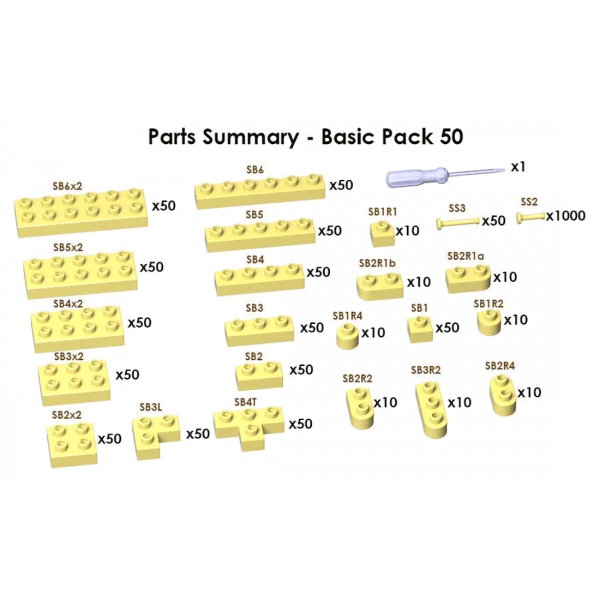 Jekca - Sculptor Basic Pack 50 - Light Yellow - Lego - Sculpture - Construction - 4D - Brick Animals - Toys