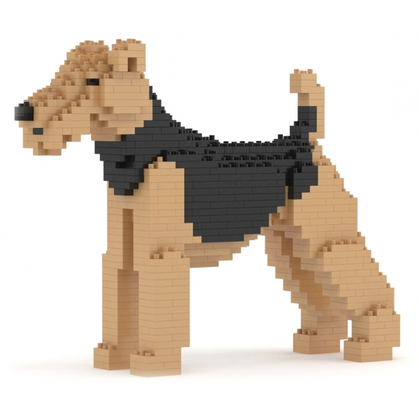 Jekca - Airedale Terrier 01 - Lego - Sculpture - Construction - 4D - Brick Animals - Toys