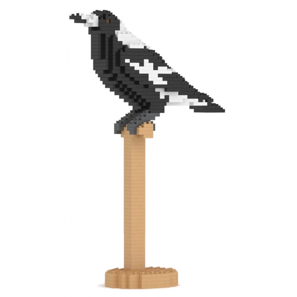 Jekca - Australian Magpie 01S - Lego - Sculpture - Construction - 4D - Brick Animals - Toys