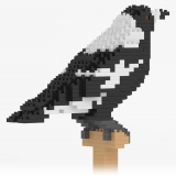 Jekca - Australian Magpie 01S - Lego - Sculpture - Construction - 4D - Brick Animals - Toys