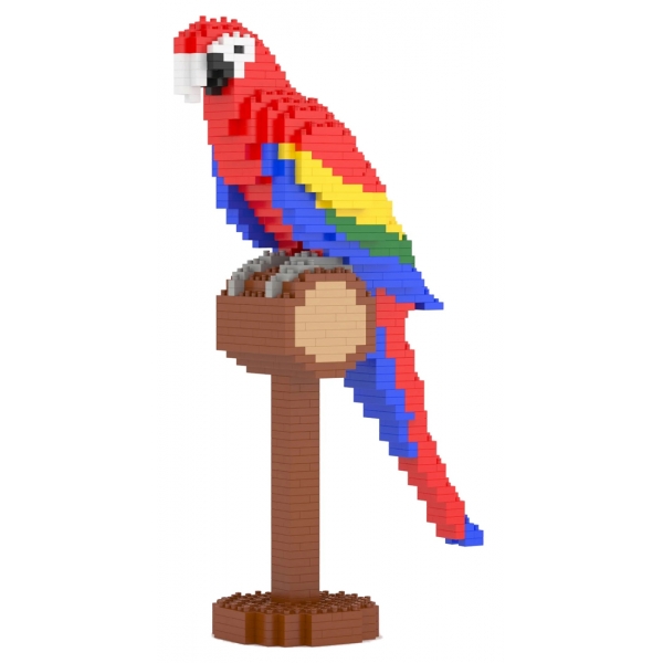 Jekca - Scarlet Macaw 01SB - Lego - Sculpture - Construction - 4D - Brick Animals - Toys