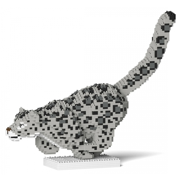 Jekca - Snow Leopard 01 - Lego - Sculpture - Construction - 4D - Brick Animals - Toys