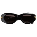 Bottega Veneta - Mitre Oval Sunglasses - Black Grey - Sunglasses - Bottega Veneta Eyewear