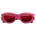 Bottega Veneta - Mitre Oval Sunglasses - Fuchsia Red - Sunglasses - Bottega Veneta Eyewear