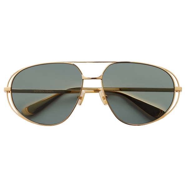 Bottega Veneta - Classic Aviator Sunglasses - Gold Green - Sunglasses - Bottega Veneta Eyewear