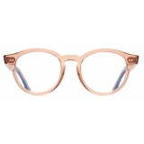 Cutler & Gross - 1378 Blue Light Filter Round Optical Glasses (Small) - Crystal Peach on Striped Brown