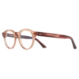 Cutler & Gross - 1378 Blue Light Filter Round Optical Glasses (Small) - Crystal Peach on Striped Brown