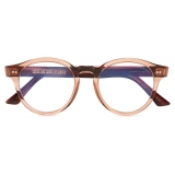 Cutler & Gross - 1378 Blue Light Filter Round Optical Glasses (Small) - Crystal Peach on Striped Brown