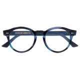 Cutler & Gross - 1378 Blue Light Filter Round Optical Glasses (Small) - Striped Blue