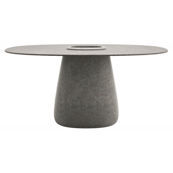 Qeeboo - Cobble Table 160 cm Stoneware Bucket - Grey Mix - Qeeboo Table by Elisa Giovannoni - Furnishing - Home