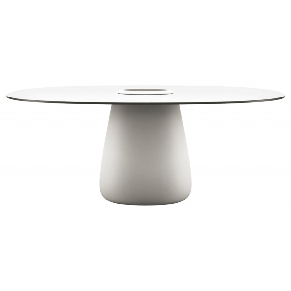 Qeeboo - Cobble Table 190 HPL Bucket - White Warm Black Stratified - Qeeboo Table by Elisa Giovannoni - Furnishing - Home