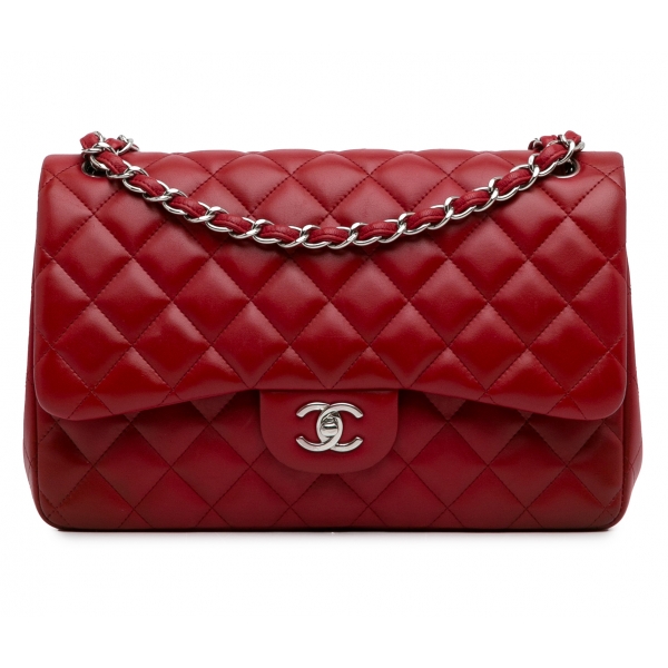 Chanel Vintage - Jumbo Classic Lambskin Double Flap - Red - Leather and Lambskin Handbag - Luxury High Quality