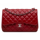 Chanel Vintage - Jumbo Classic Lambskin Double Flap - Red - Leather and Lambskin Handbag - Luxury High Quality