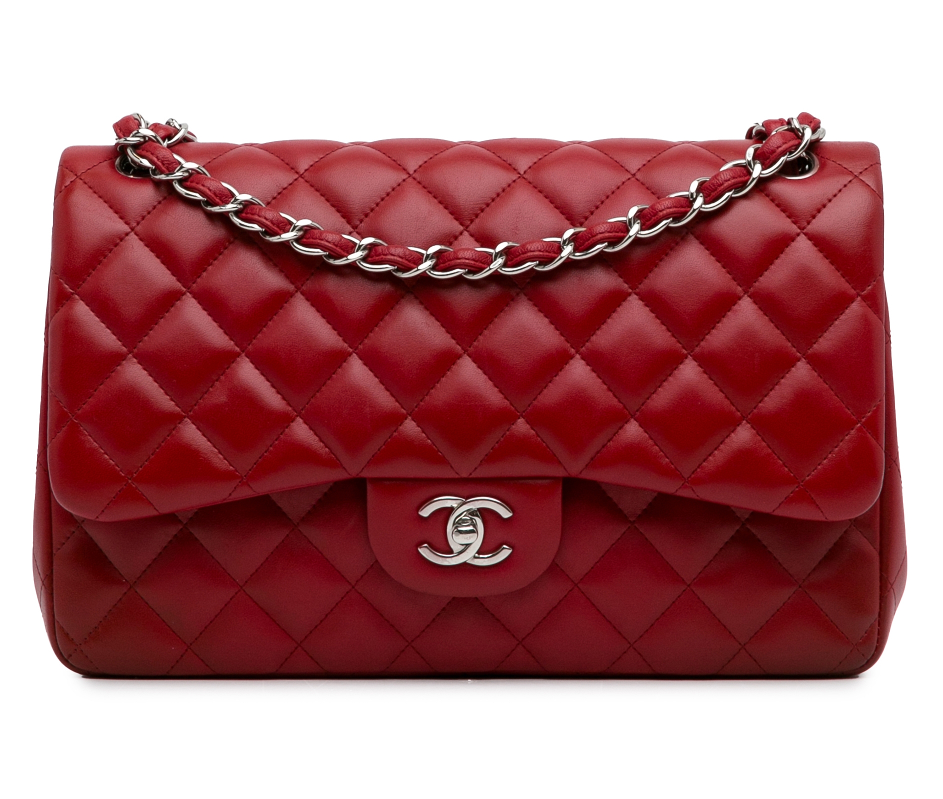 【ヴィンテージ】Rank:S☆Chanel Dark Red Classic Flap Jumbo 09C Chanel Dark Red Caviar Classic Jumbo Flap Bag SHW