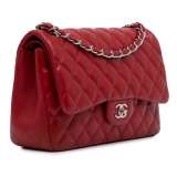 Chanel Vintage - Jumbo Classic Lambskin Double Flap - Red - Leather and Lambskin Handbag - Luxury High Quality